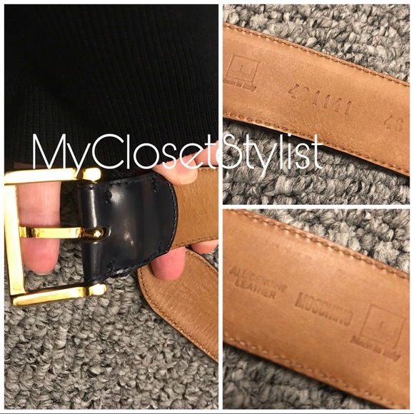 MOSCHINO Auth Signature Logo Letters Belt Leather - Picture 4 of 6